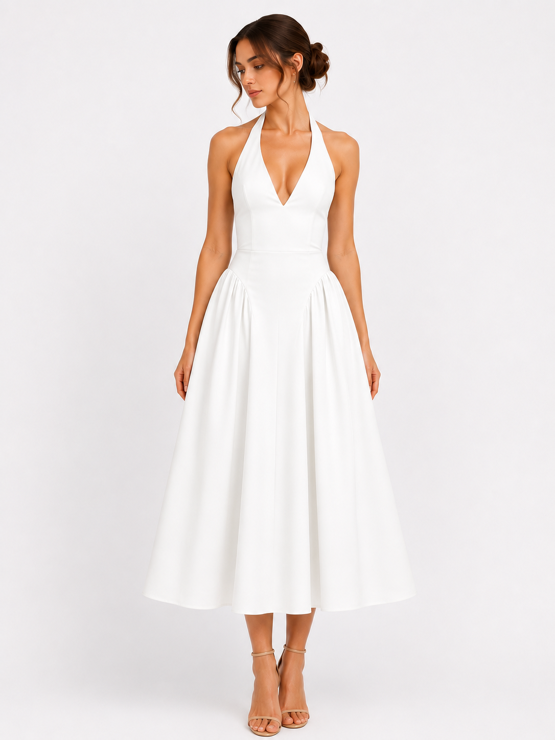 Robe midi dos nu évasée